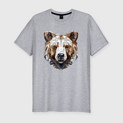 Футболка slim-fit Медведь полигональный, цвет: меланж