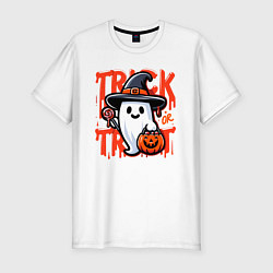 Футболка slim-fit Призрак - trick or treat, цвет: белый