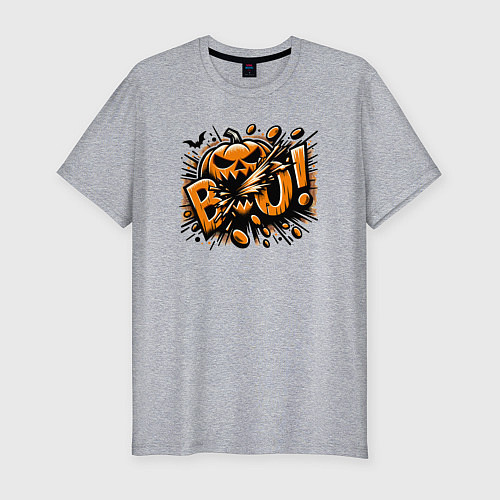Мужская slim-футболка Тыква хэллоуина / Меланж – фото 1