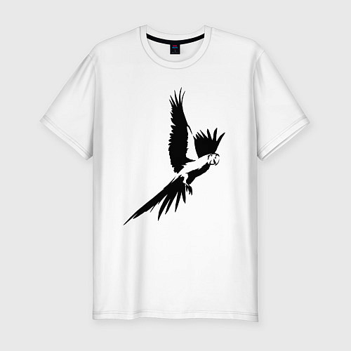 Мужская slim-футболка Попугай трафарет / Белый – фото 1