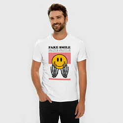 Футболка slim-fit Fake smile quote, цвет: белый — фото 2