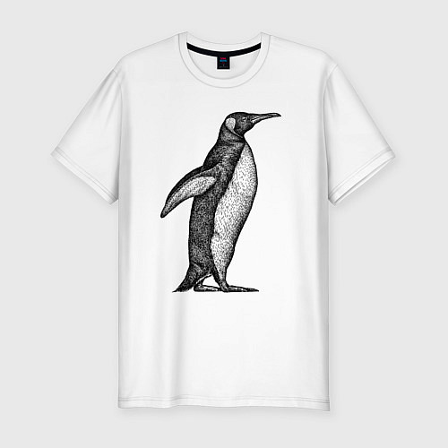 Мужская slim-футболка Пингвин сбоку / Белый – фото 1
