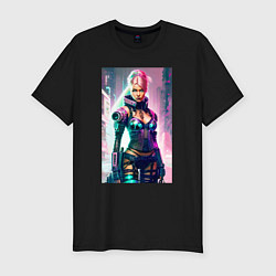 Футболка slim-fit Cool Barbie - cyberpunk - ai art, цвет: черный