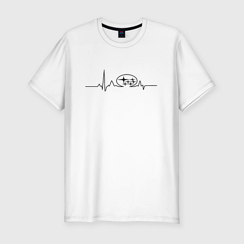 Мужская slim-футболка Кардиограмма subaru чёрный / Белый – фото 1