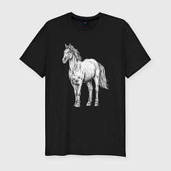 Мужская slim-футболка Белая лошадь стоит