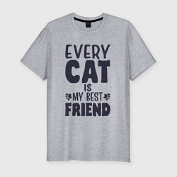 Футболка slim-fit Every cat is my best friend, цвет: меланж