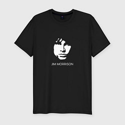 Мужская slim-футболка Jim Morrison black white minimalism