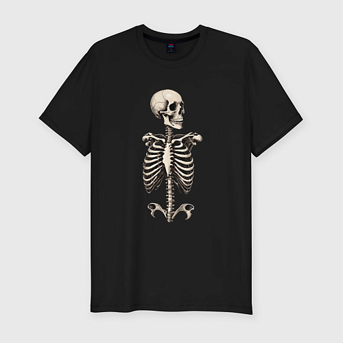Мужская slim-футболка Улыбающийся скелет / Черный – фото 1
