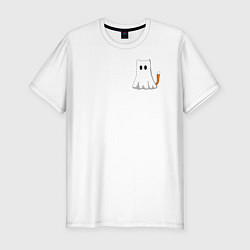 Мужская slim-футболка Котик приведение