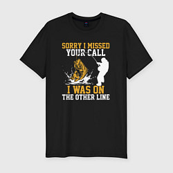 Футболка slim-fit Sorry i missed your call, цвет: черный