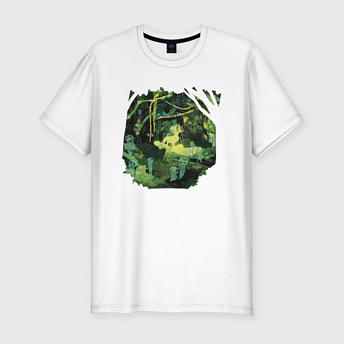 Мужская slim-футболка Лес принцессы Мононоке / Белый – фото 1