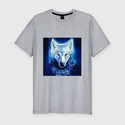 Футболка slim-fit Белый wolf, цвет: меланж