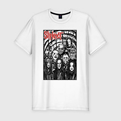 Футболка slim-fit Slipknot - all comix style, цвет: белый