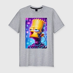 Футболка slim-fit Cyber Bart Simpson - ai art, цвет: меланж