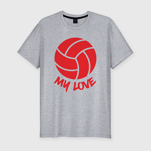 Мужская slim-футболка Volleyball my love / Меланж – фото 1