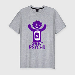 Футболка slim-fit Cute but psycho inscription, цвет: меланж