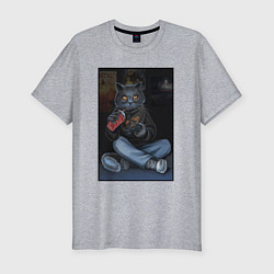 Мужская slim-футболка Кот - задрот