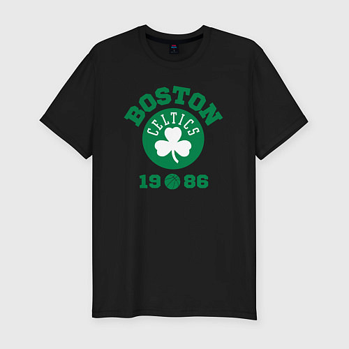 Мужская slim-футболка Boston Celtics 1986 / Черный – фото 1