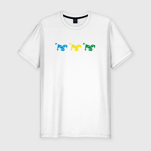 Мужская slim-футболка Оrigami horse / Белый – фото 1