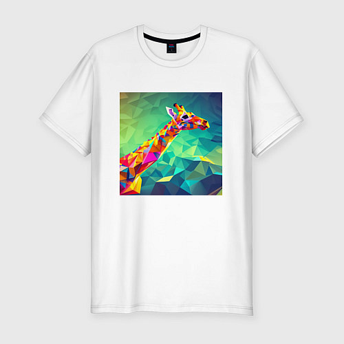 Мужская slim-футболка Жираф кубизм / Белый – фото 1