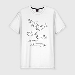 Футболка slim-fit Not today спящие коты, цвет: белый