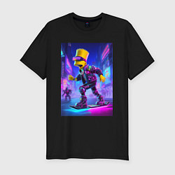 Футболка slim-fit Bart Simpson on a hoverboard - ai art, цвет: черный