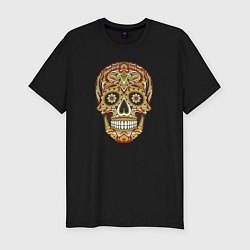 Мужская slim-футболка Череп декоративный мексиканский