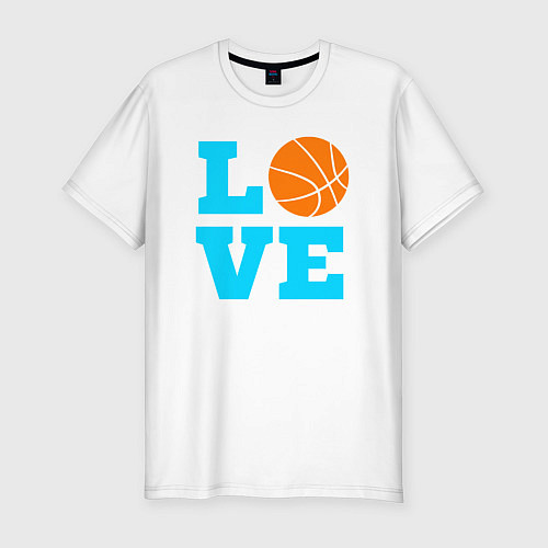 Мужская slim-футболка Любовь к баскетболу / Белый – фото 1