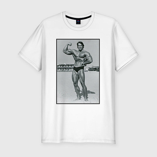 Мужская slim-футболка Mister Schwarzenegger / Белый – фото 1