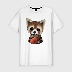 Мужская slim-футболка Красная панда баскетболист