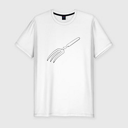 Мужская slim-футболка Невозможная вилка на светлом