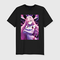 Футболка slim-fit Zero two Darling in the Franxx - ai art, цвет: черный