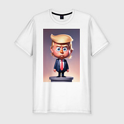 Футболка slim-fit Мультяшный Дональд Трамп - нейросеть, цвет: белый