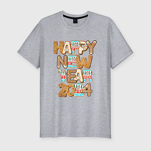 Мужская slim-футболка С новым годом 2024! / Меланж – фото 1