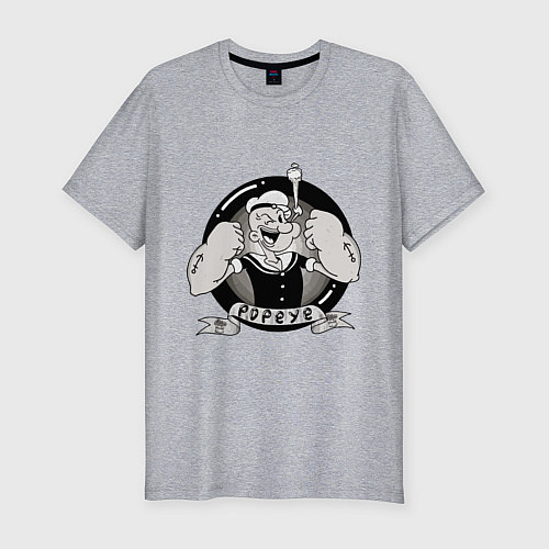 Мужская slim-футболка Popeye - gym / Меланж – фото 1