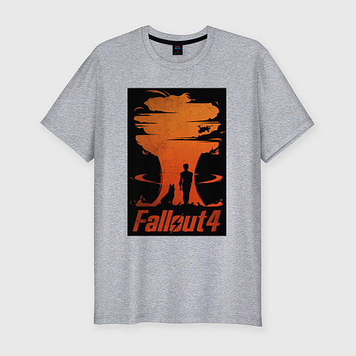 Мужская slim-футболка Fallout 4 dog / Меланж – фото 1