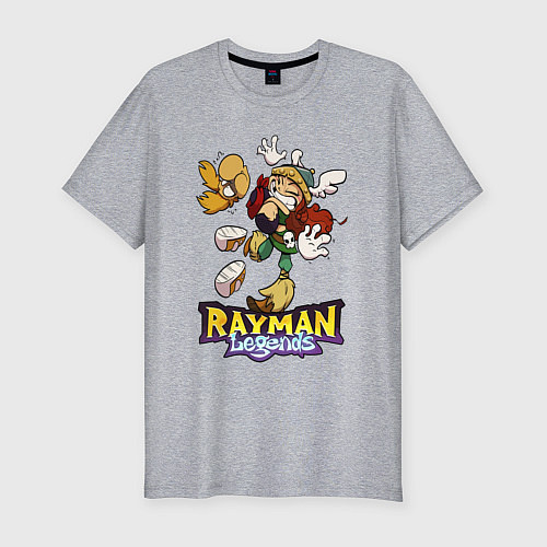 Мужская slim-футболка Рэймэн и Барбара - обнимашки / Меланж – фото 1
