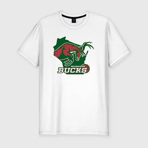 Мужская slim-футболка Milwaukee bucks / Белый – фото 1