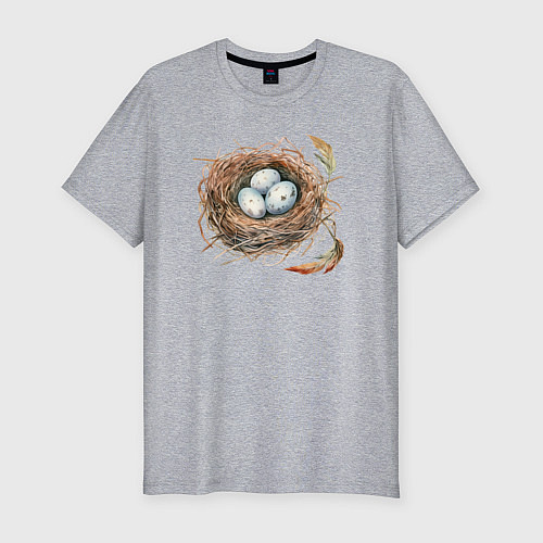 Мужская slim-футболка Гнездо с яйцами / Меланж – фото 1