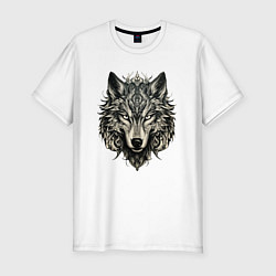 Футболка slim-fit Племенной волк, цвет: белый