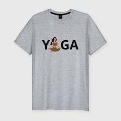 Мужская slim-футболка Йога - девушка