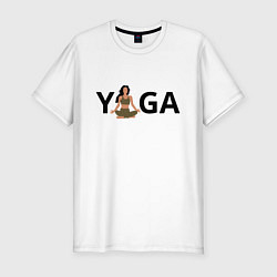 Мужская slim-футболка Йога - девушка
