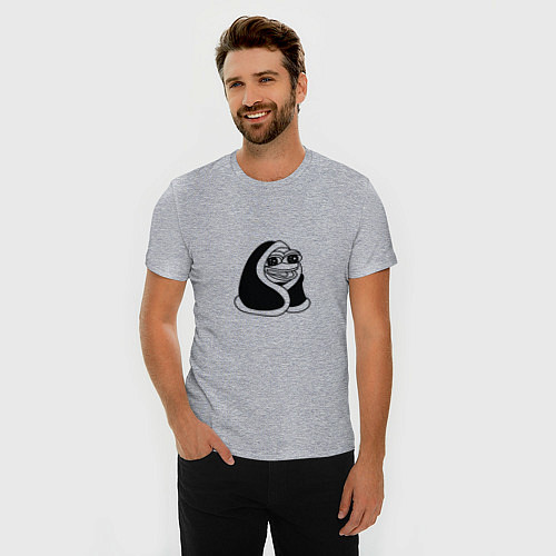 Мужская slim-футболка Лягушонок в одеяле / Меланж – фото 3