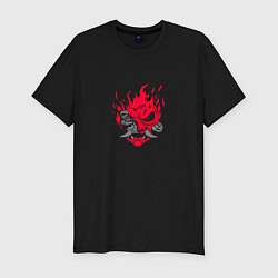 Мужская slim-футболка Логотип Samurai Cyberpunk 2077