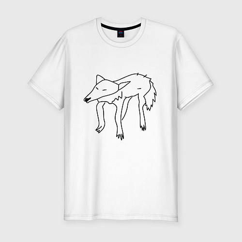 Мужская slim-футболка Забавный волк / Белый – фото 1