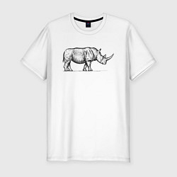 Мужская slim-футболка Носорог в профиль