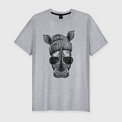 Мужская slim-футболка Носорог хипстер