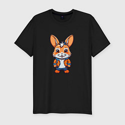 Футболка slim-fit Модный Зайчик, цвет: черный