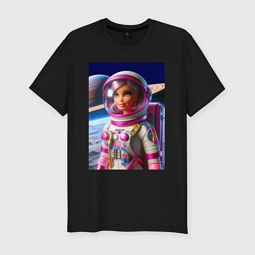 Мужская slim-футболка Барби - крутой космонавт / Черный – фото 1
