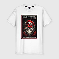 Мужская slim-футболка Дед мороз утром 1 января